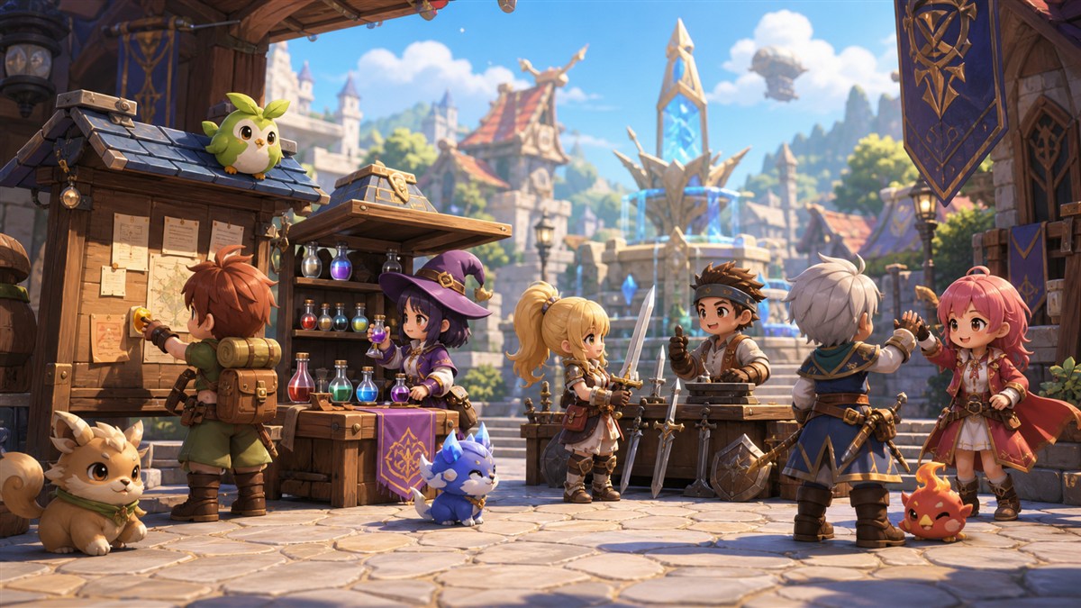 ภาพคอนเซปต์นักผจญภัยเตรียมตัวในเมืองแฟนตาซี